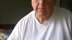 old man jerking his big dick