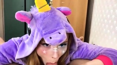 Unicorn Costume Stepsister Sucking Dick