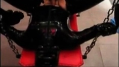 Fucking Latex Slave With A Strapon