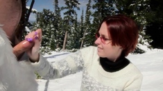 Public Handjobs Brandi de Lafey Strokes A Snowman