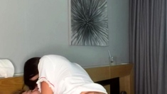 Brunette teen creampied after hardcore sex