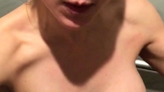 Cute amateur brunette naughty in solo jerking show on camera