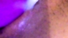 Black slut close up toy double