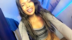 Big Tits Tranny Jerking her Big Hard Cock