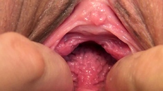 Cummy amateur pussy close up
