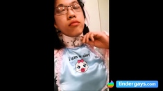 Asian Sissy's Small Cock Caged