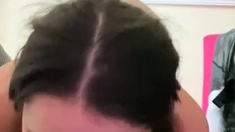 Big tit teen blonde gives a POV blowjob to a big cock