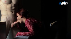 Red-haired slut loves hard sex and strong slaps in the face