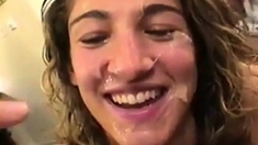 Friends watch her get facial