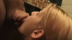 hot blonde public blowjob and facial