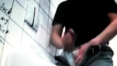 azeri Jerking huge cock at public toilet