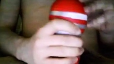 Bi 18 yr old stroking his virgin cock with my new Tenga cup.