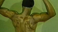 Very Muscled Black Man Works His Huge Hard Meat With Both Hands