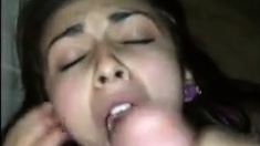 Girlfriend squirting some from fucking then getting a facial