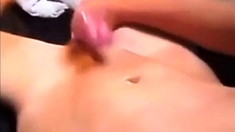 Twink shoots a huge load on his stomach