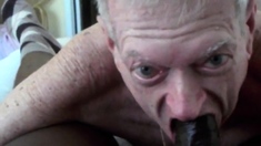 Grandpa sucks and eats cum