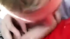 Blonde boy sucks daddy in the car