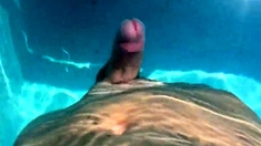 Hands free cumshot swimming pool